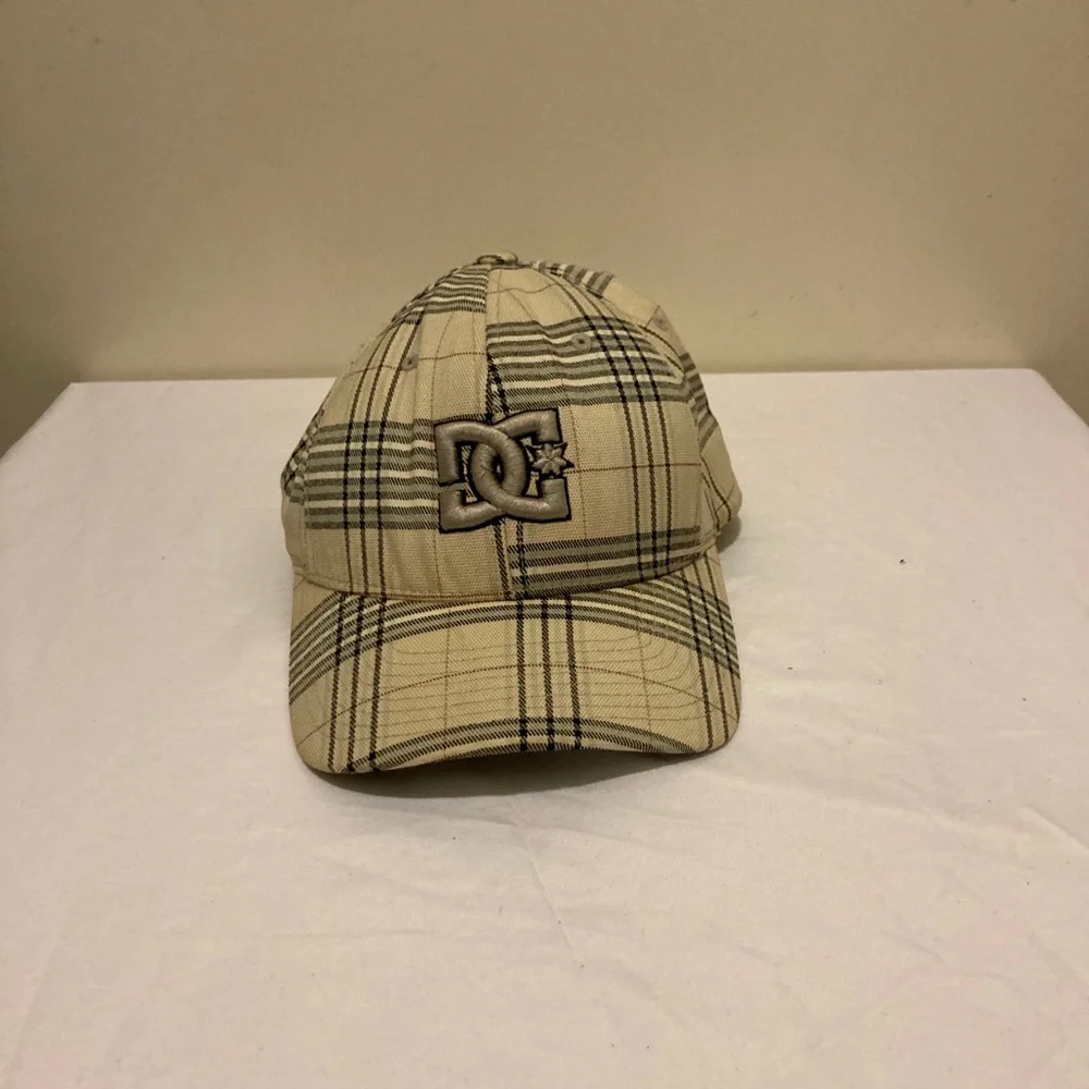 DC Beige Plaid Baseball Cap with Black Accents - Picture 2 of 9